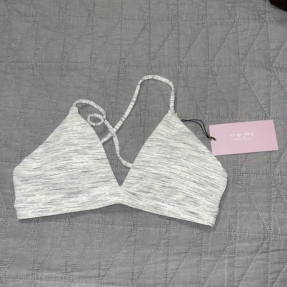 CSB NOA WHITE & GRAY MARL SPORTS BRA / Size Small